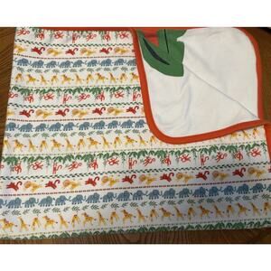 VTG 2001 Gymboree Baby Blanket Safari Zoo Jungle Animals Monkey Giraffe Rare
